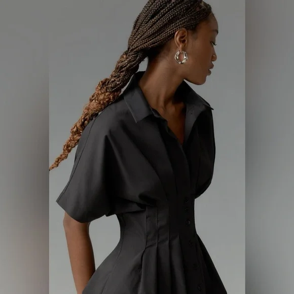 the tobie button-front pleated shirt dress by exquise: mini edition Exquise The Tobie Button-Front Pleated Shirt Dress by Exquise: Mini Eyelet Edition at MarketFair Shoppes in Princeton, NJ